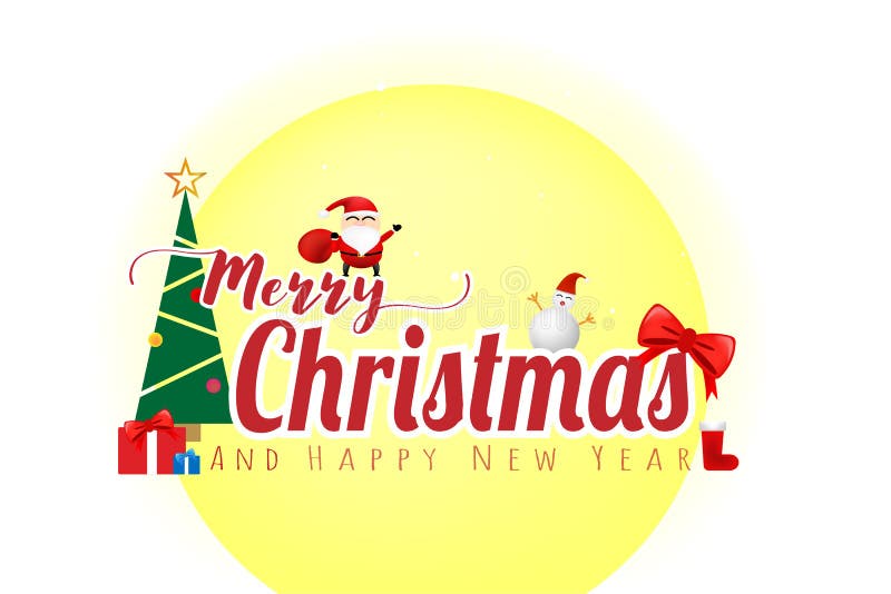 Feliz Natal e conceito do ano novo feliz no fundo branco da cor ilustração do vetor Feliz Natal e conceito do ano novo feliz no fundo branco da cor ilustração do vetor