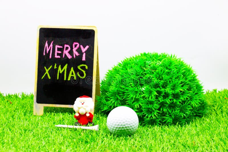 Golf ball with Christmas decoration for golfer during Christmas holiday. Golf ball with Christmas decoration for golfer during Christmas holiday