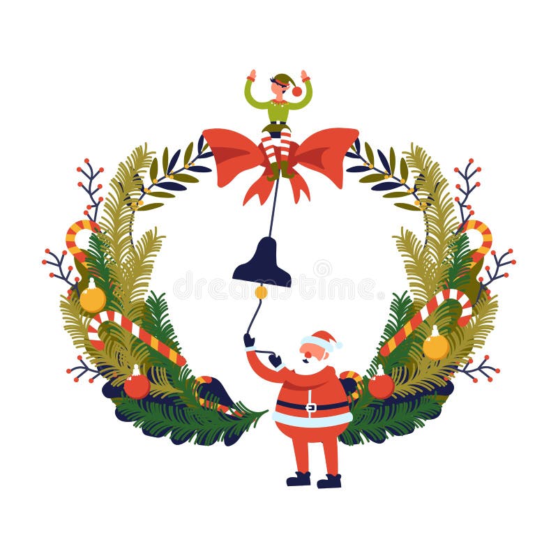Feliz Navidad, preparación de las vacaciones de invierno de Papá Noel y duende libre illustration Feliz Navidad, preparación de las vacaciones de invierno de Papá Noel y duende libre illustration