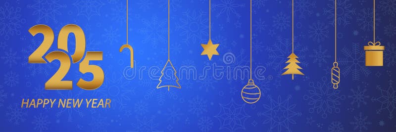 Feliz Navidad y feliz año nuevo 2025. fondo azul. ilustración vectorial stock de ilustración