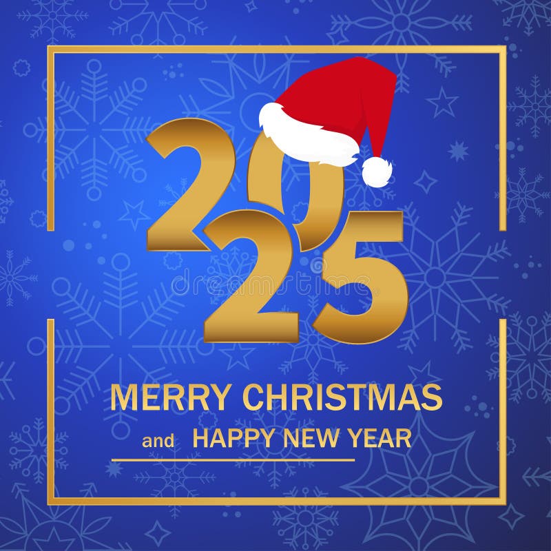 Feliz Navidad y feliz año nuevo 2025. fondo azul. ilustración vectorial libre illustration