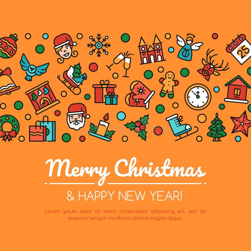 Feliz Navidad y feliz modelo de banderÃ­n vectorial de aÃ±o nuevo stock de ilustración