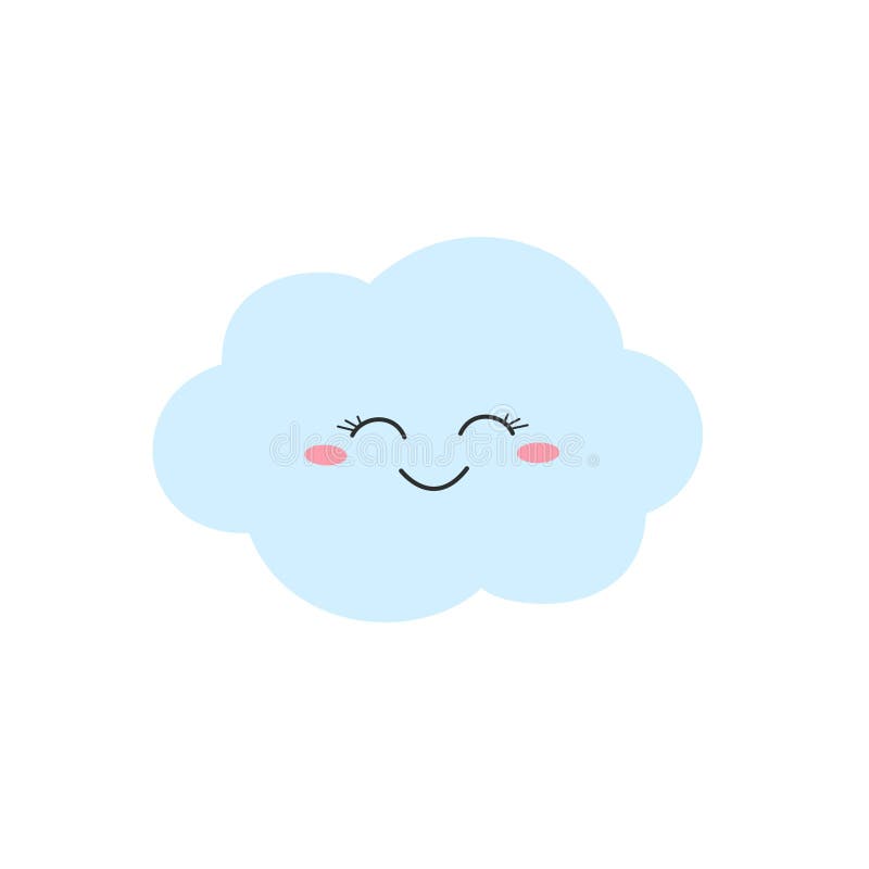 Feliz Personaje De La Nube De Dibujos Animados En Estilo Plano Ilustración  del Vector - Ilustración de resorte, blanco: 168605462