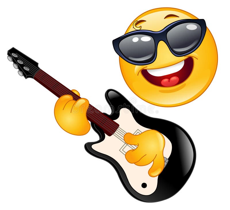 Rock emoticon playing the guitar. Rock emoticon playing the guitar