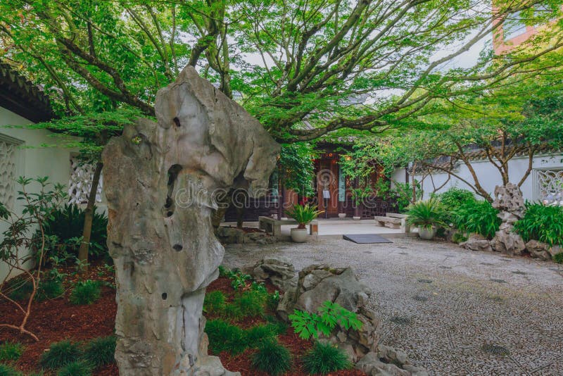 Lan Su Chinese Garden In Portland Oregon Stockfoto Bild Von