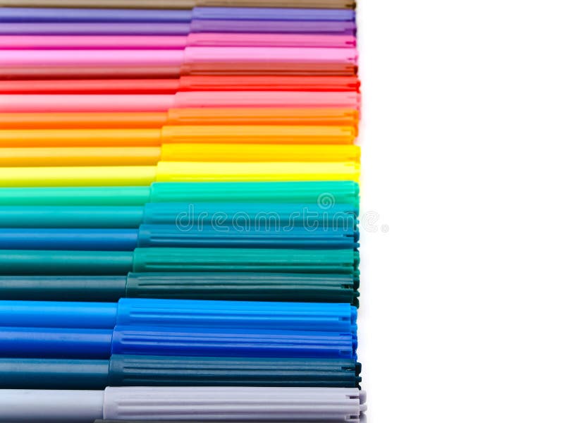 Set Of Colorful Felt Tip Markers Stock Photo - Download Image Now