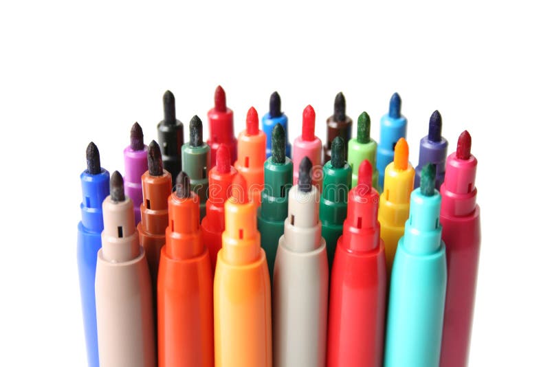 Set Of Colorful Felt Tip Markers Stock Photo - Download Image Now
