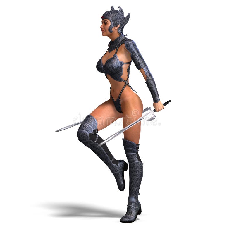 Female amazon warrior with sword and armor