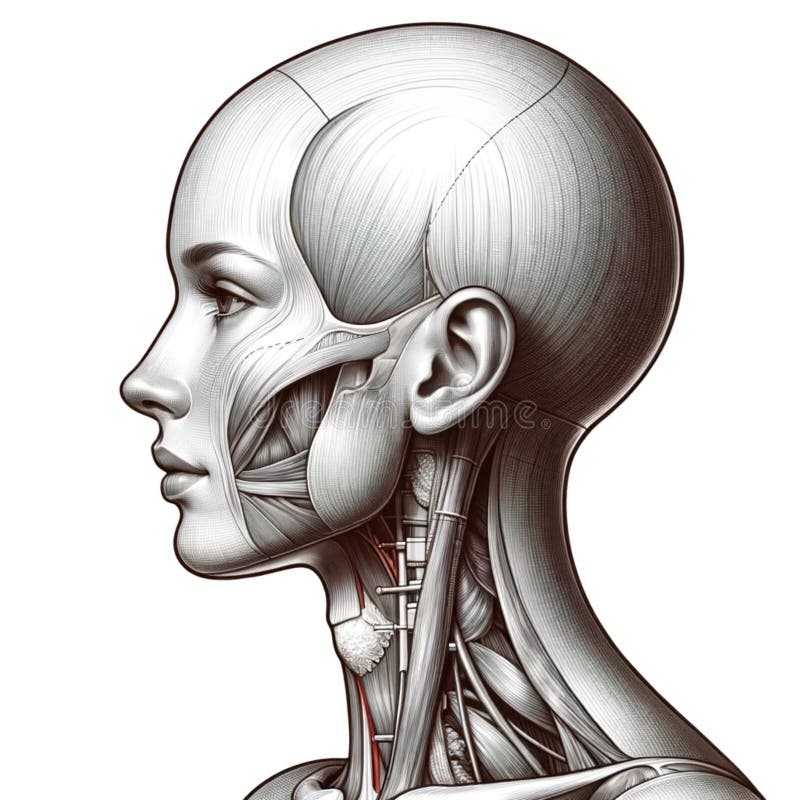 Female Anatomical Illustration of the Left Lateral View of the Head ... Biology Diagrams