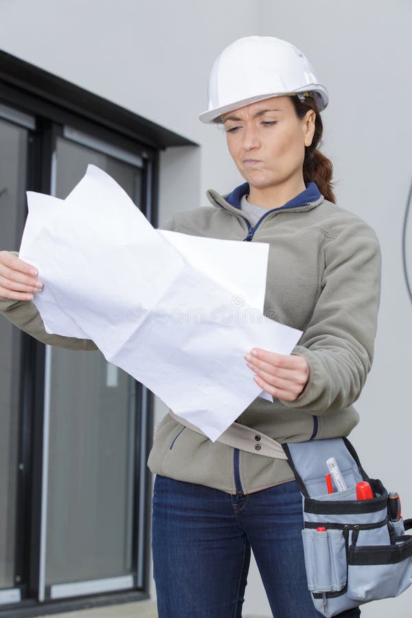 Female Architect Holding Paper Planning Stock Image Image Of Industry