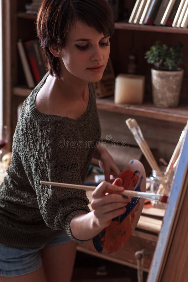 Female artist painter stock photo. Image of creative 53144462