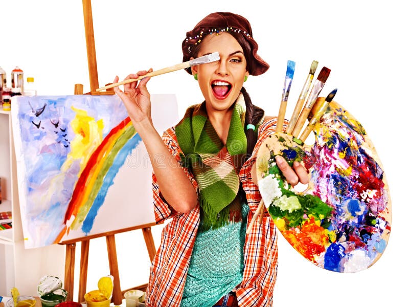 Female artist at work. stock image. Image of creative 41015323