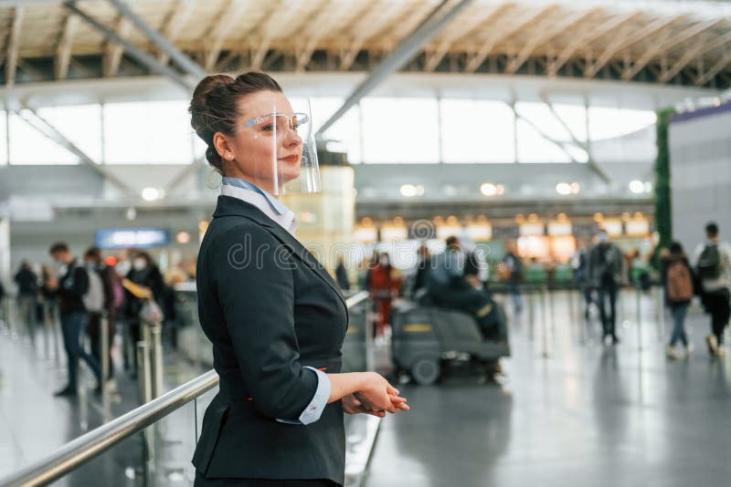 Female Aurport Worker in Formal Clothes is Standing Indoors Stock Image ...