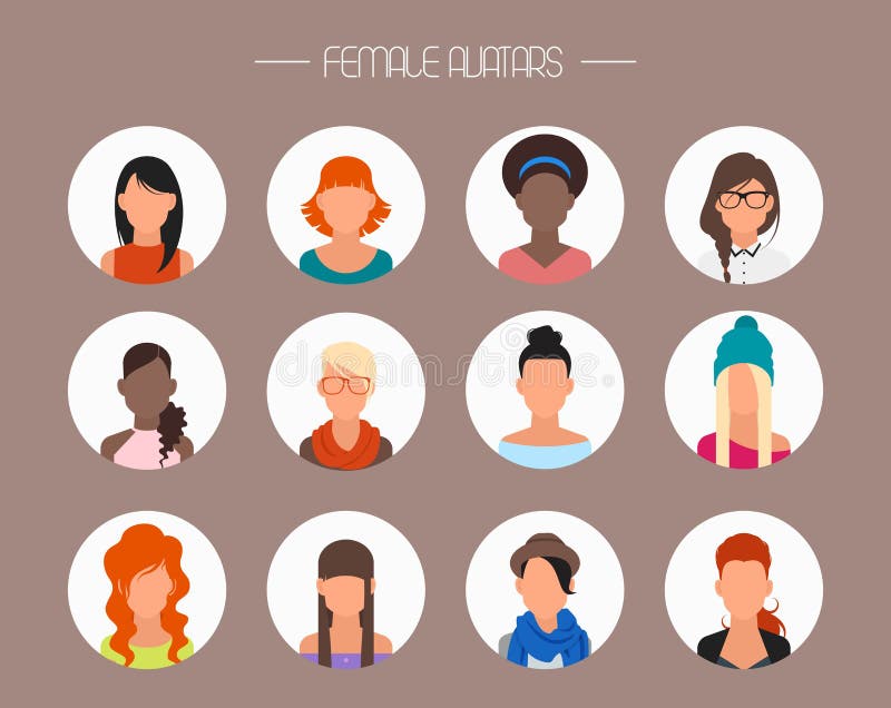 Female Avatar Icons Vector Set. People Characters Stock 