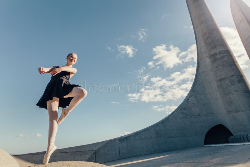 Female ballet dancer practicing dance moves