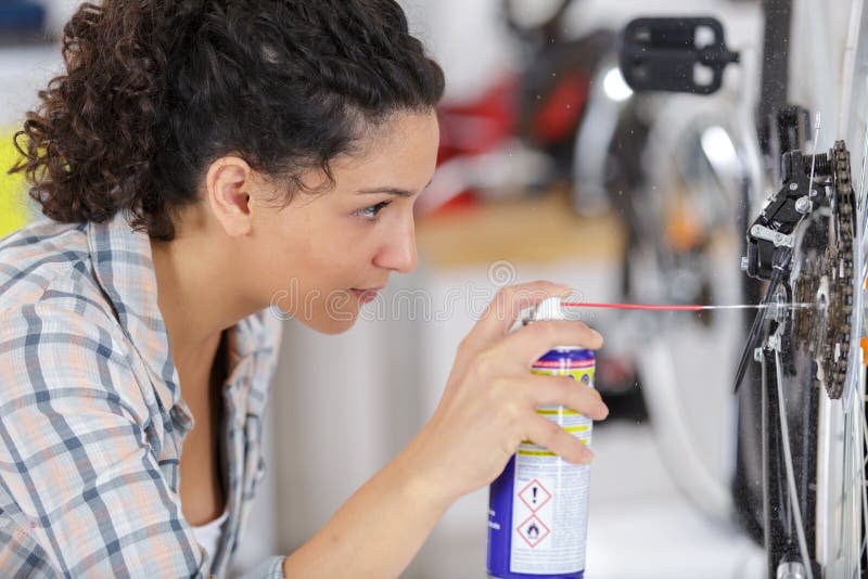 Female Bicycle Mechanic in Bike Stock Photo Image of