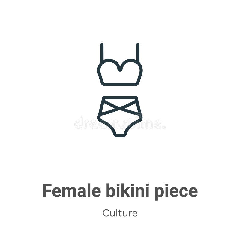 Female Bikini Piece Outline Vector Icon Thin Line Black Female Bikini