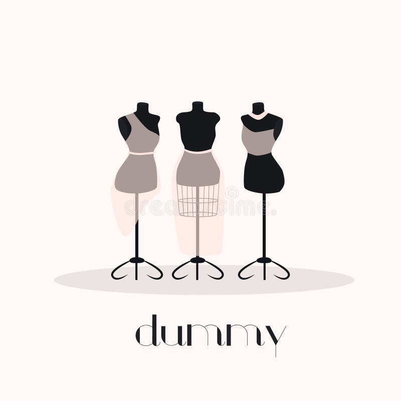 Vintage Mannequin Digital Clip Art Set, Tailor's Dummy, Dress