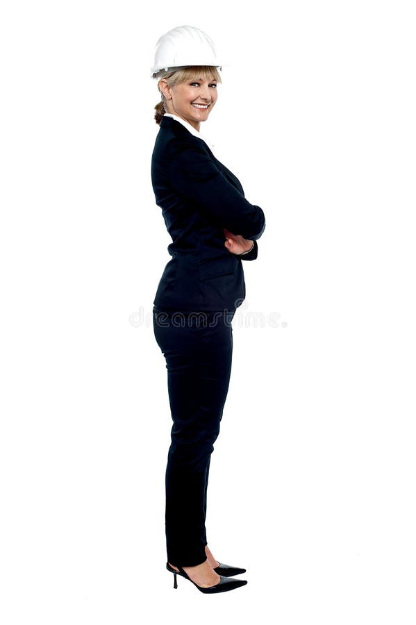 Female business architect posing sideways royalty free stock photos