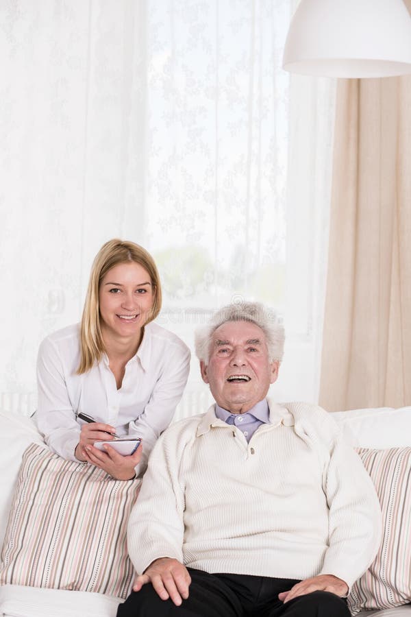 Female Caregiver And Senior Man Stock Image Image Of Pensioner Care