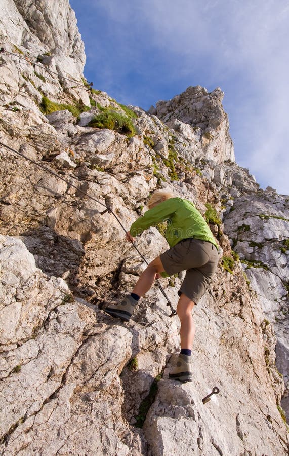 Female climber stock photo. Image of adventure, blue, lift 5947126