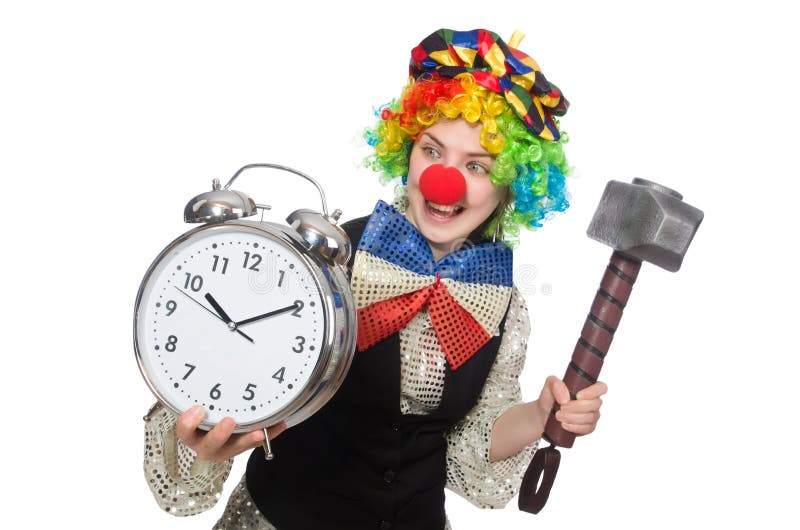 Female Clown with Alarmclock Stock Image Image of humorous, funny