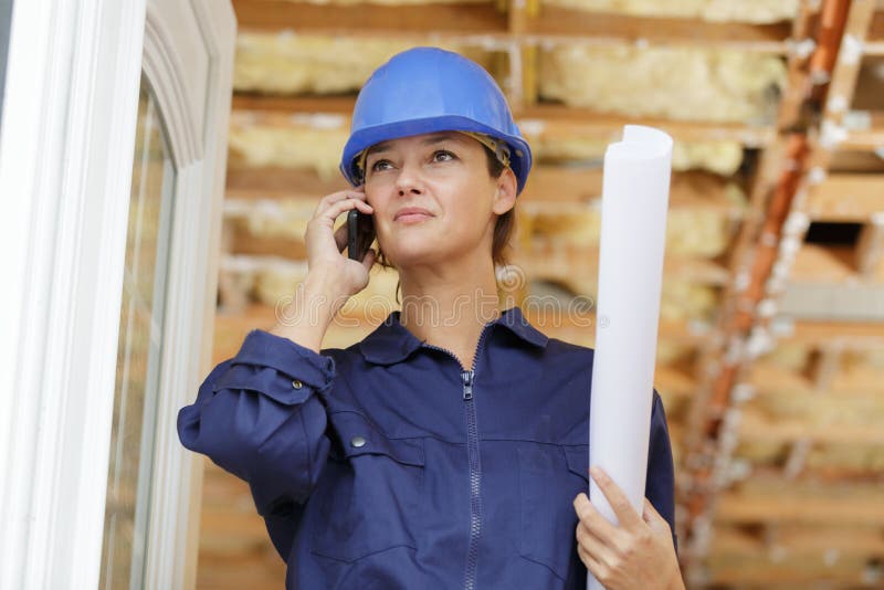 Female Construction Design Concept Stock Photo Image of plan, blueprints 262492304