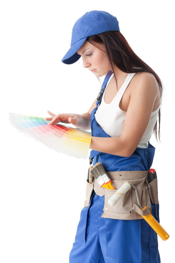 Female construction worker stock image. Image of overalls 18364539