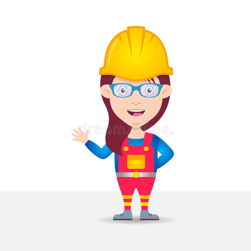 Female construction worker cartoon character