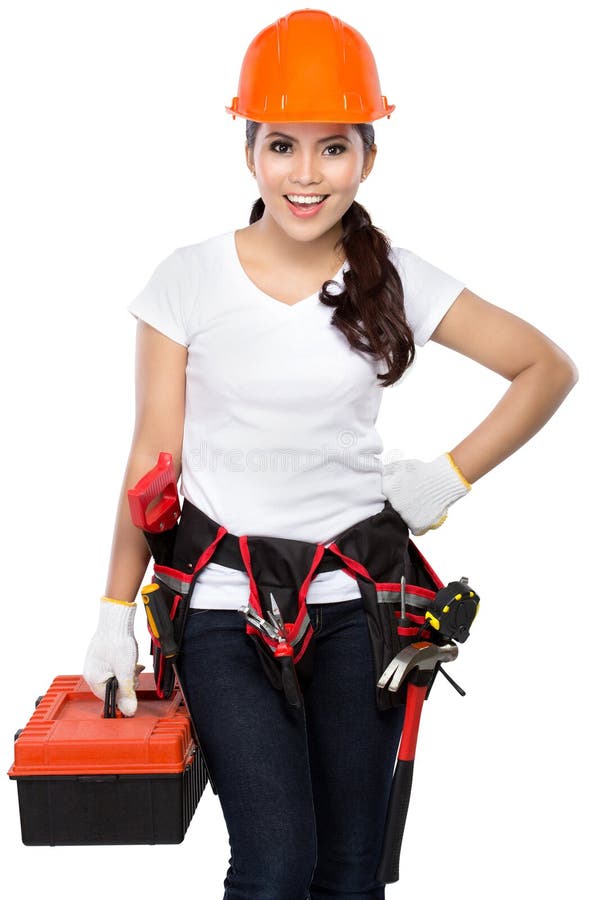Female Construction Worker Ready To Work Stock Image Image of