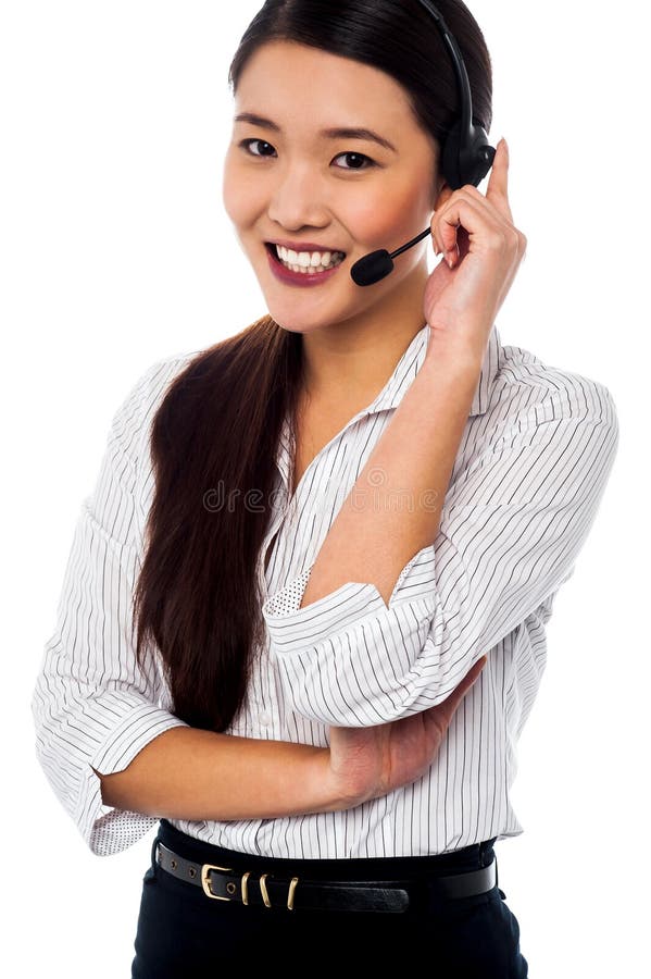 Female Customer Support Executive Assisting Stock Photo Image of