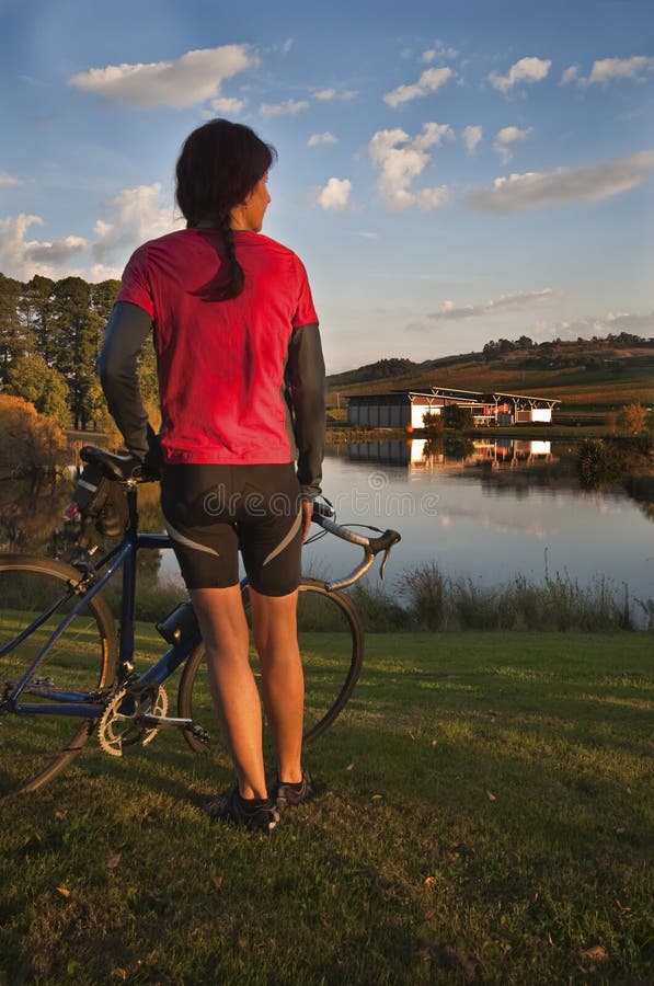 Female Cyclist Posing Outdoors Stock Photo Image of recreation