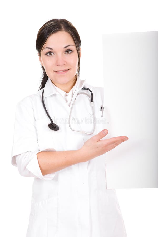 Female doctor with board