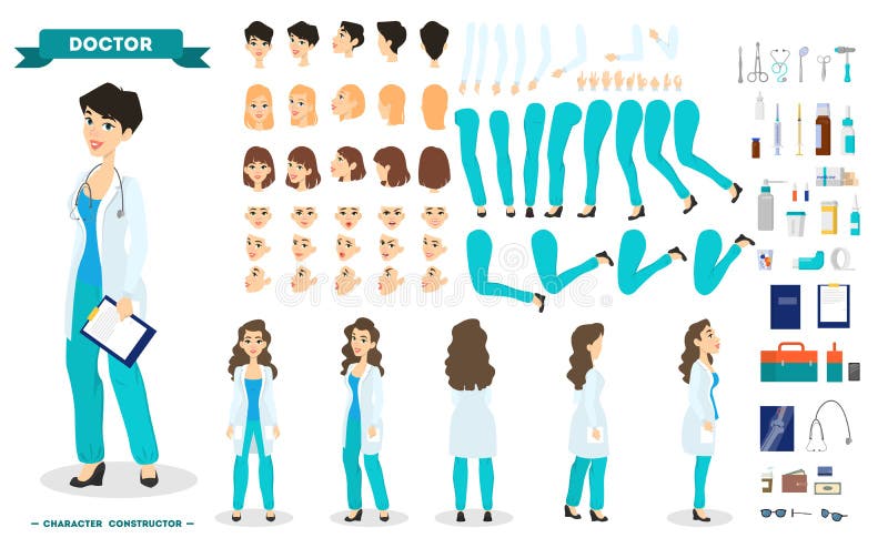 Female doctor character set for the animation