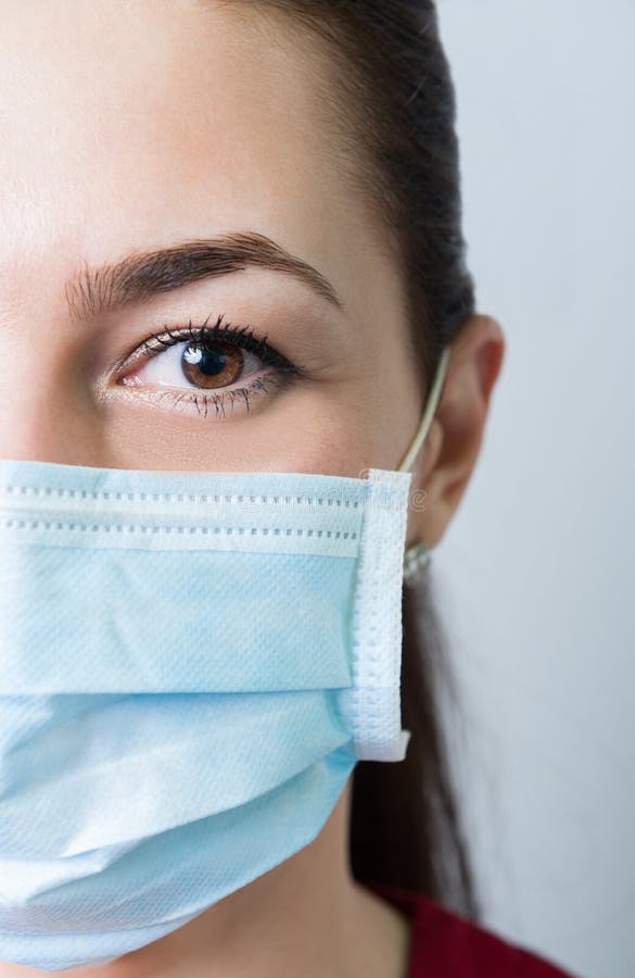 Female doctor half face concept stock images Female doctor half face concept stock images