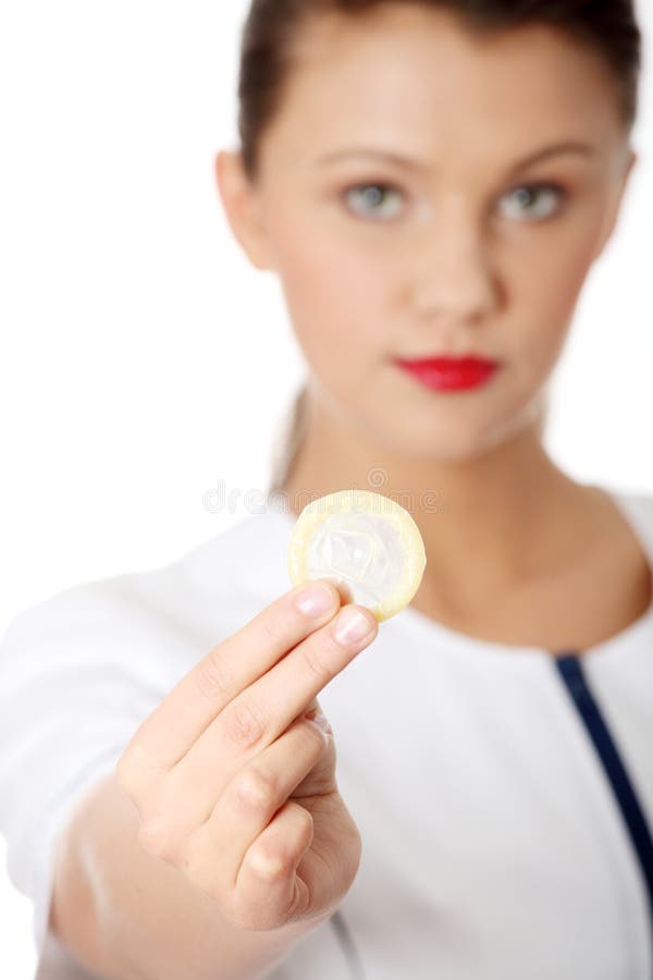 Female Doctor Holding Condom Stock Image Image of care, health 18945157