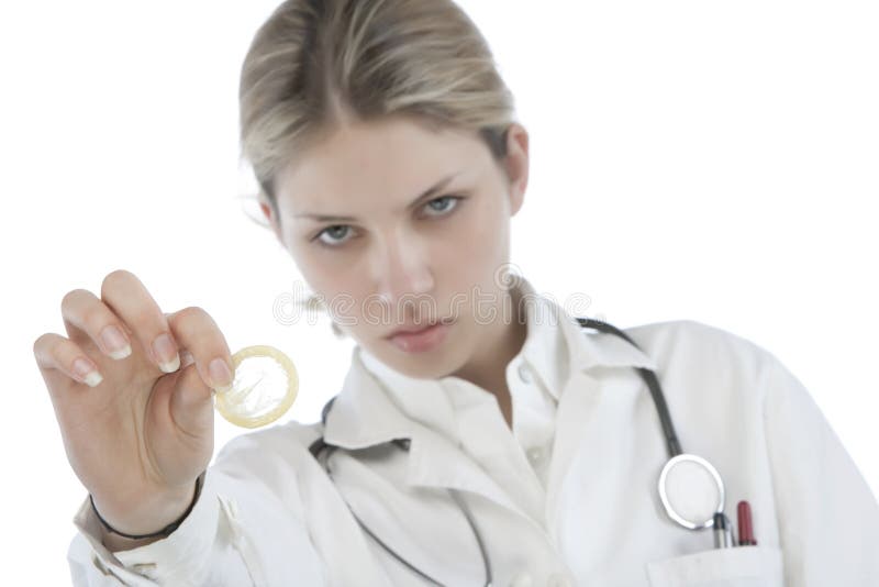 Female Doctor Holding Condoms Stock Image Image of pregnant, crossed