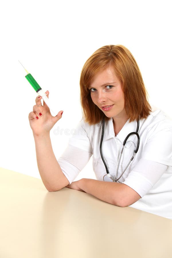 Female Doctor with Injection Stock Photo Image of female, person