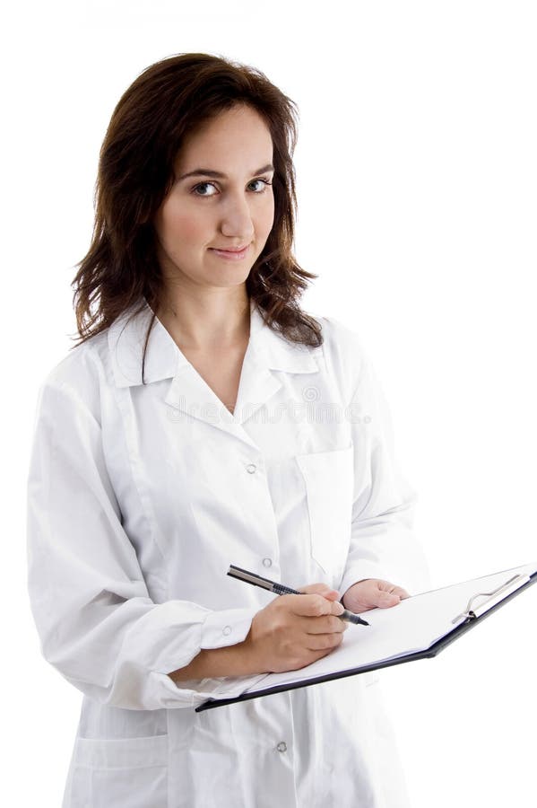 Female doctor with prescription notepad