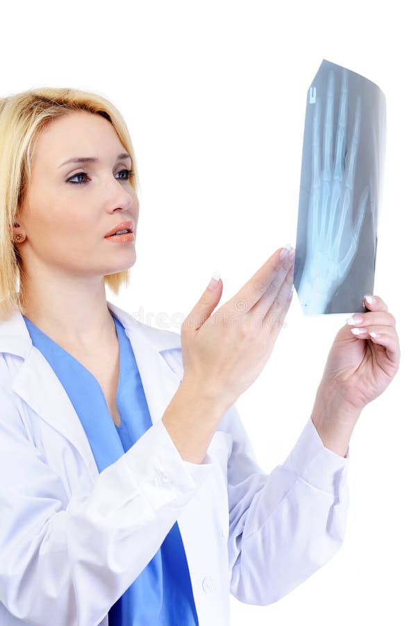 Female doctor showing the medical x-ray