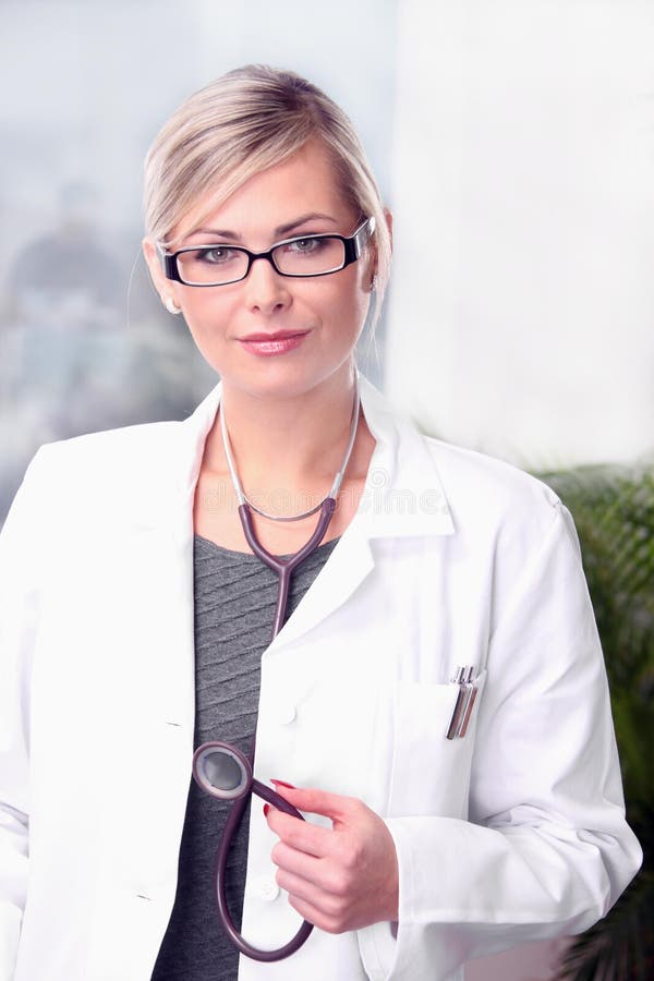 Female Doctor with Stethoscope Stock Photo Image of looking