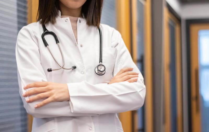 Female Doctor with Stethoscope and White Coat Stock Photo Image of