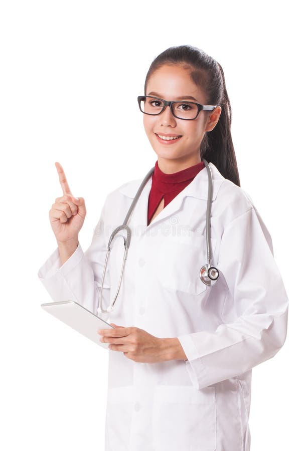 Female doctor using a digital tablet stock image Female doctor using a digital tablet stock image