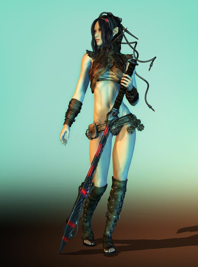 Female Elven Warrior, 3d CG vector illustration Female Elven Warrior, 3d CG vector illustration