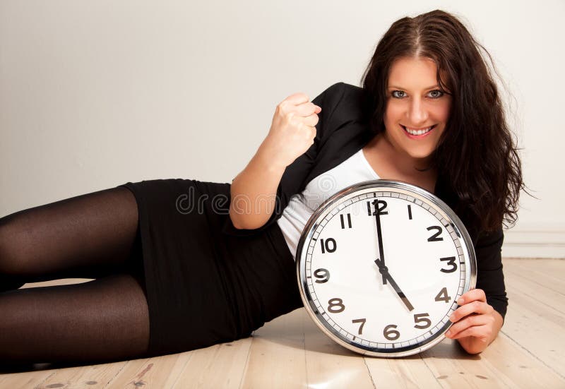 Female Employee with Fist Clenched stock photo