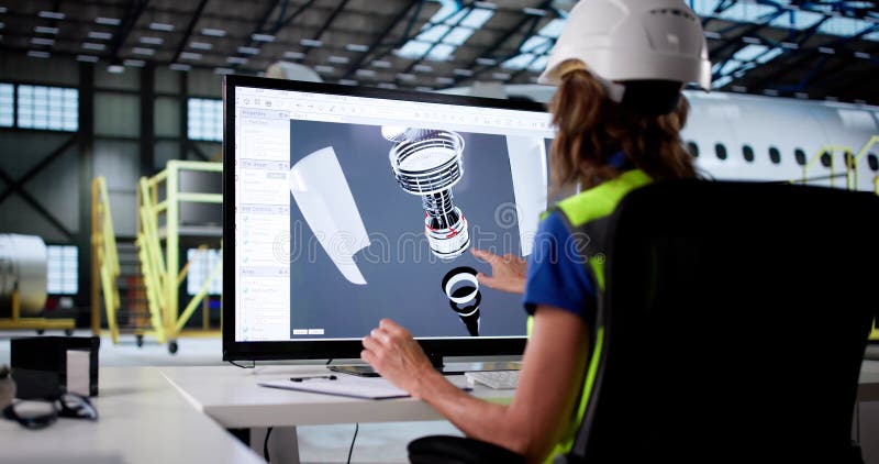 Female Engineer Using Computer vector illustration