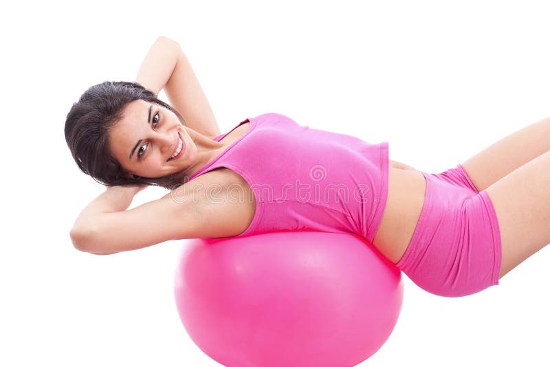 Woman Working Out on Exercise Ball 4 Stock Photo Image of routine