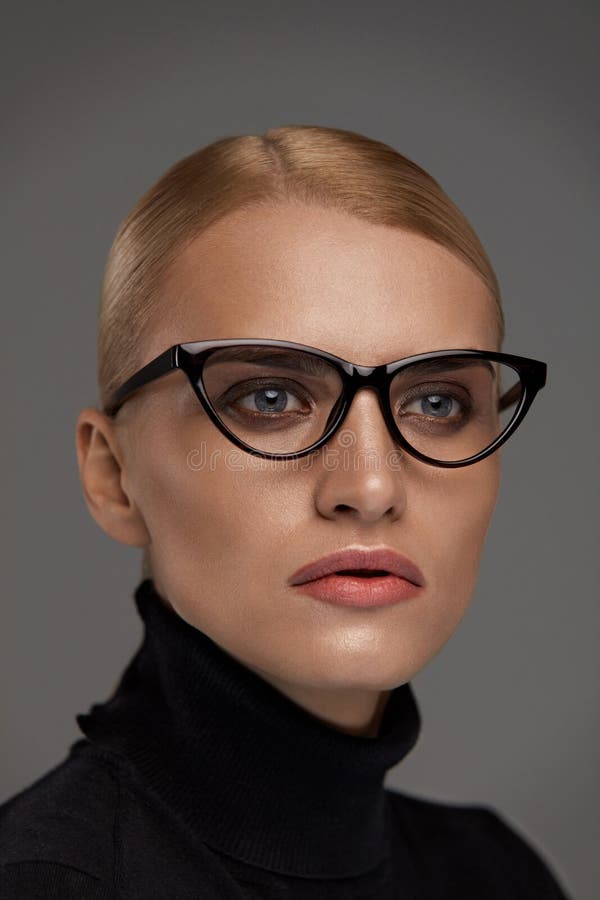 Female Eyeglasses. Beautiful Woman In Glasses, Eyewear