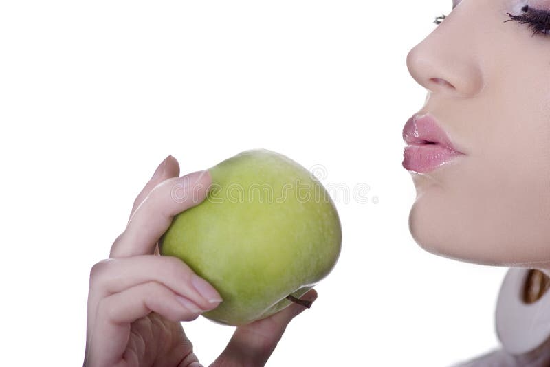 Female Face And Apple