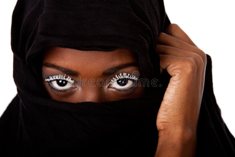 Female face in black scarf stock photo Female face in black scarf stock photo
